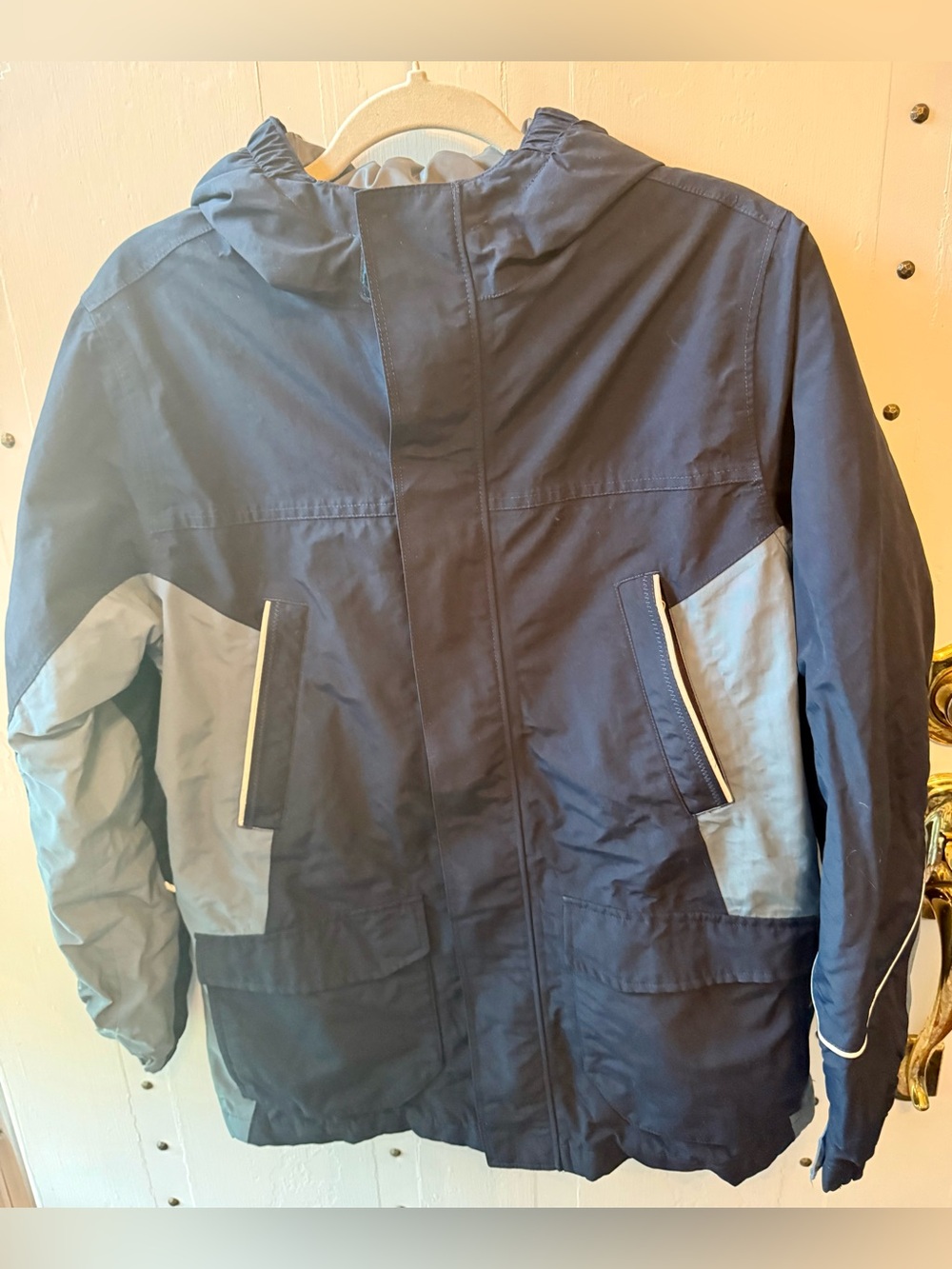 Kids Lands End navy hooded parka